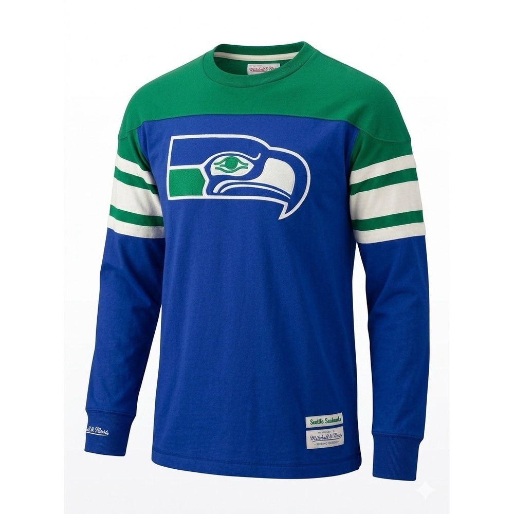 Seattle Seahawks Mitchell & Ness Throwback LS Pullover Heavyweight Men's MED